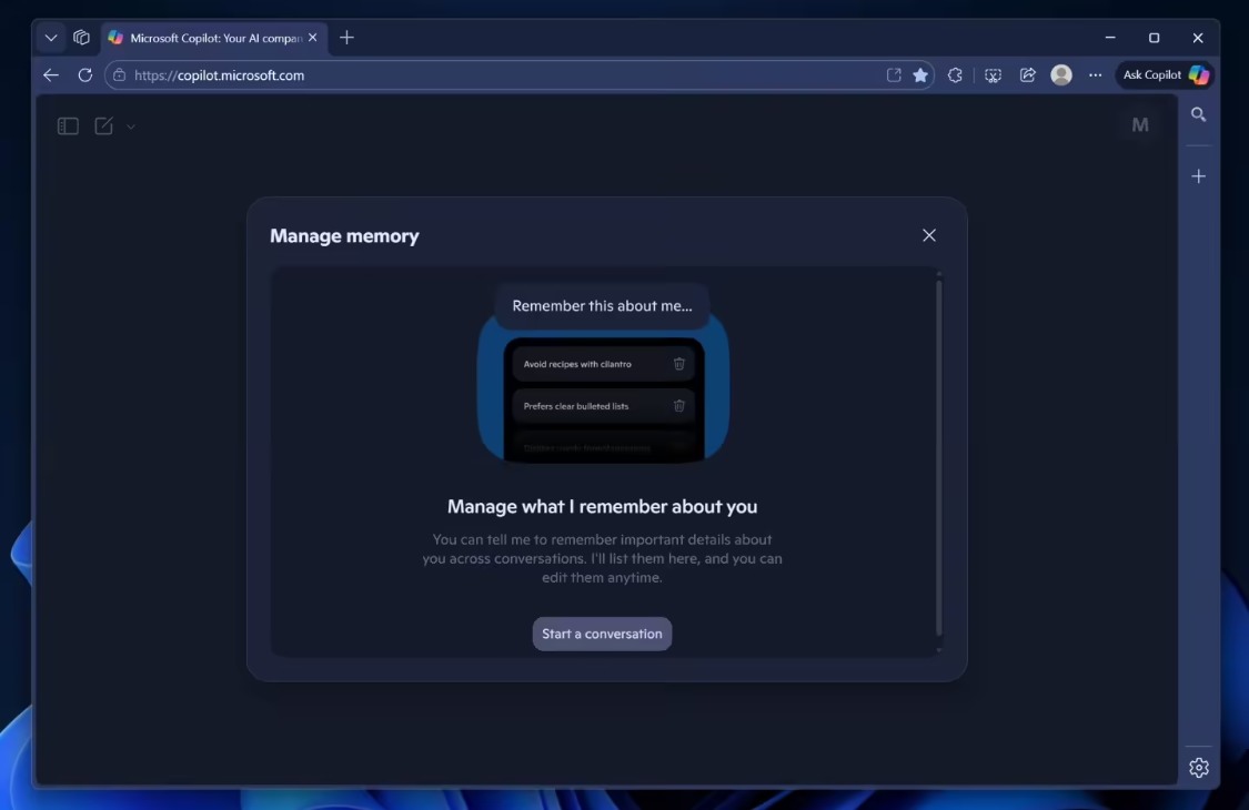 微软Copilot升级记忆管理及Google Drive连接功能