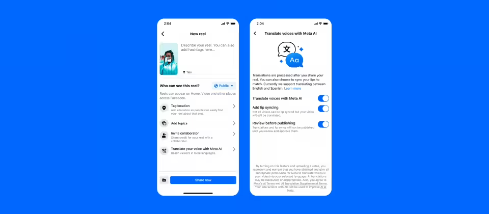 Meta 公布 Reels 短视频音频翻译功能,利用 AI 多语言配音对口型 Meta 公布 Reels 短视频音频翻译功能,利用 AI 多语言配音对口型