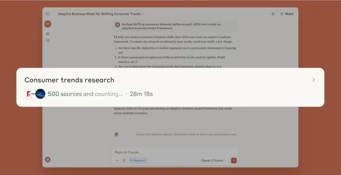 AI 助手 Claude 进化：无缝接入团队工具、深度研究模式挑战复杂问题