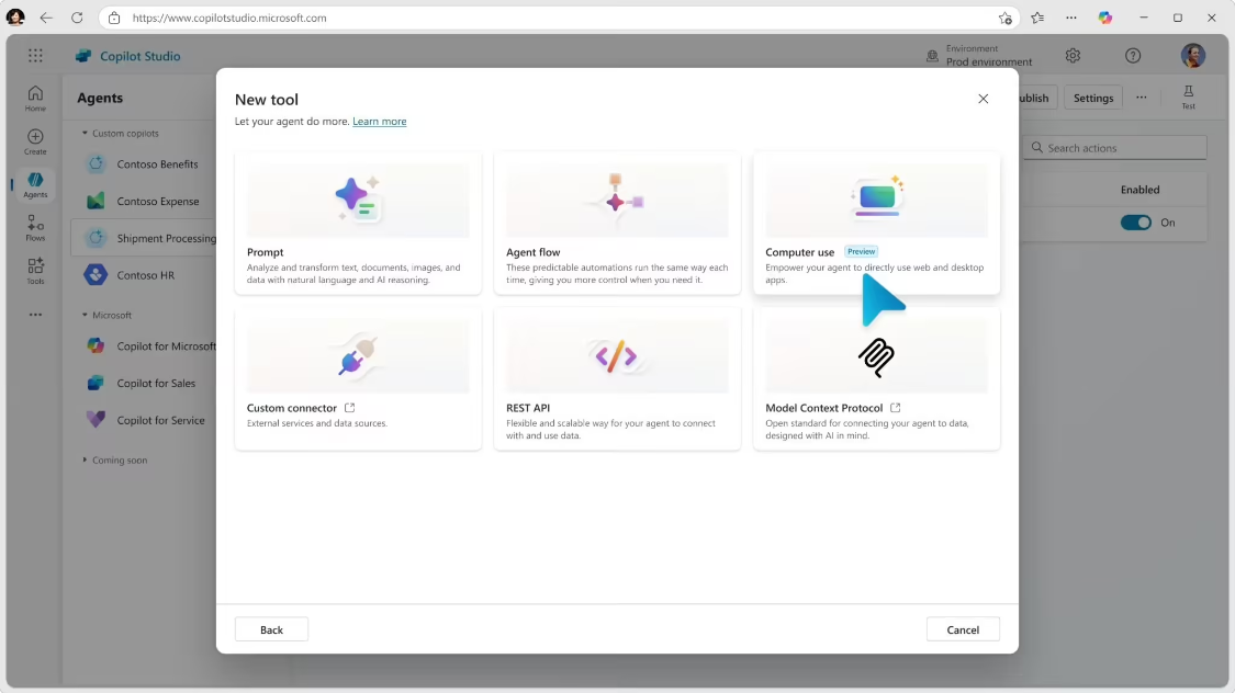 微软 Copilot Studio 上线“计算机使用”工具，让 AI 像人一样操作电脑