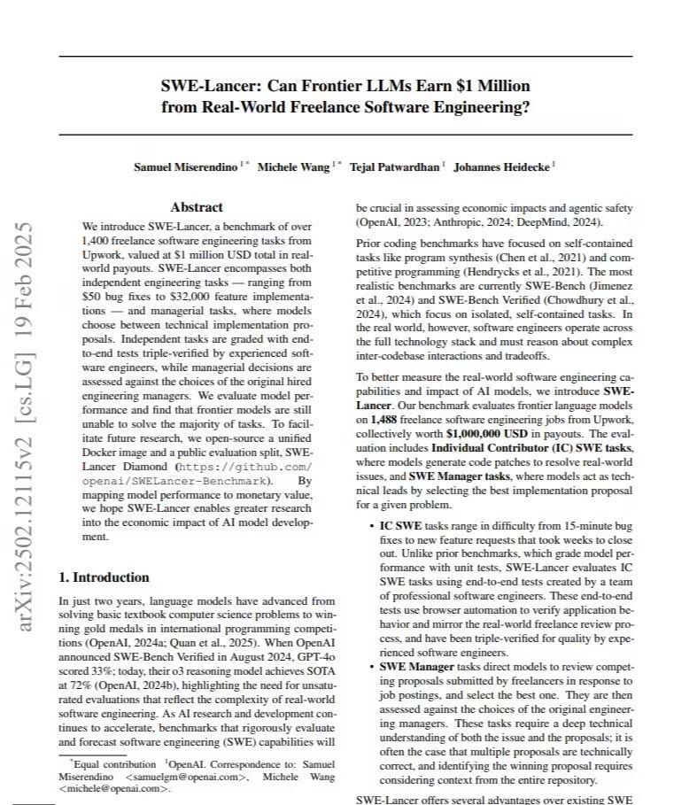 OpenAI 最新研究：当前 AI 模型仍无法媲美人类程序员