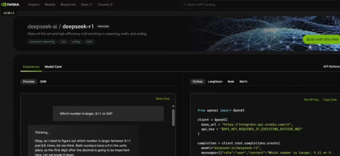 英伟达:DeepSeek-R1 模型现已上线 NIM 微服务平台 英伟达:DeepSeek-R1 模型现已上线 NIM 微服务平台