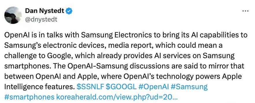 消息称三星正与 OpenAI 洽谈，有望令 Galaxy AI 整合 ChatGPT 服务