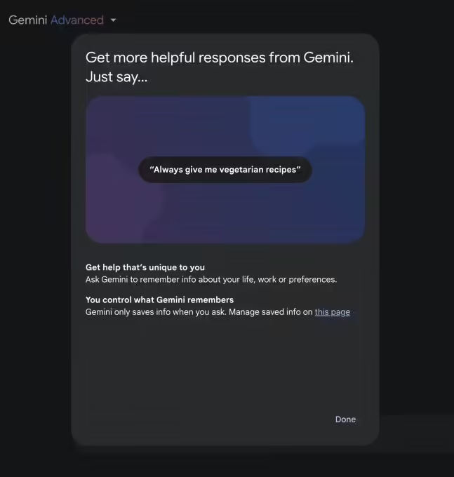 谷歌 Gemini 引入“记忆”功能:AI 记住用户偏好、习惯,提供更贴心服务 谷歌 Gemini 引入“记忆”功能:AI 记住用户偏好、习惯,提供更贴心服务