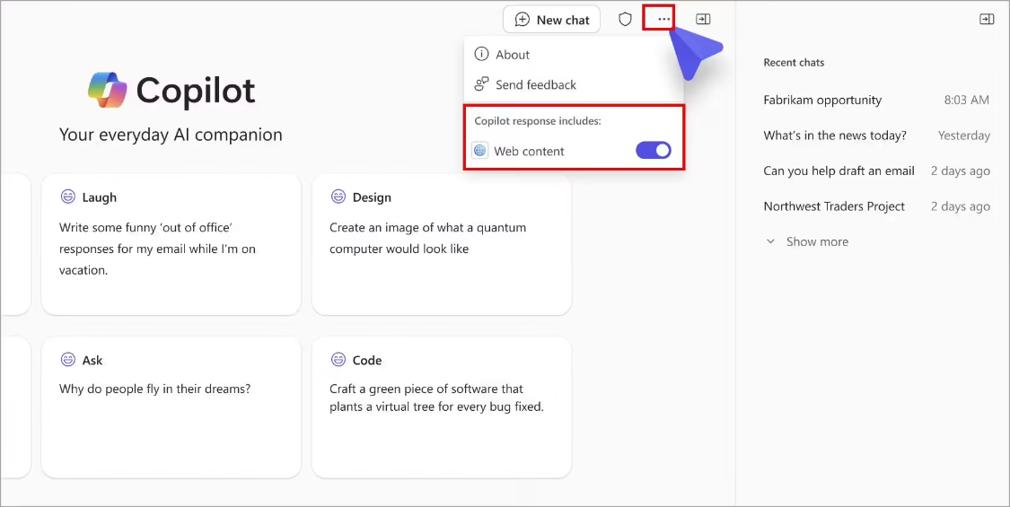 微软 Copilot 下月将添新选项，AI 聊天可选择关闭 / 启用网络搜索