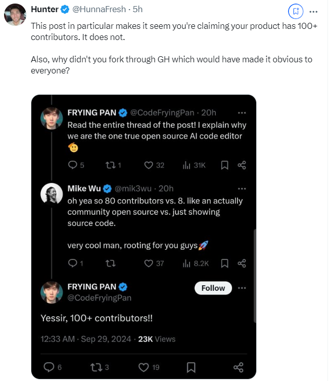 自称开源版Cursor 刚融资350万的PearAI被指抄袭