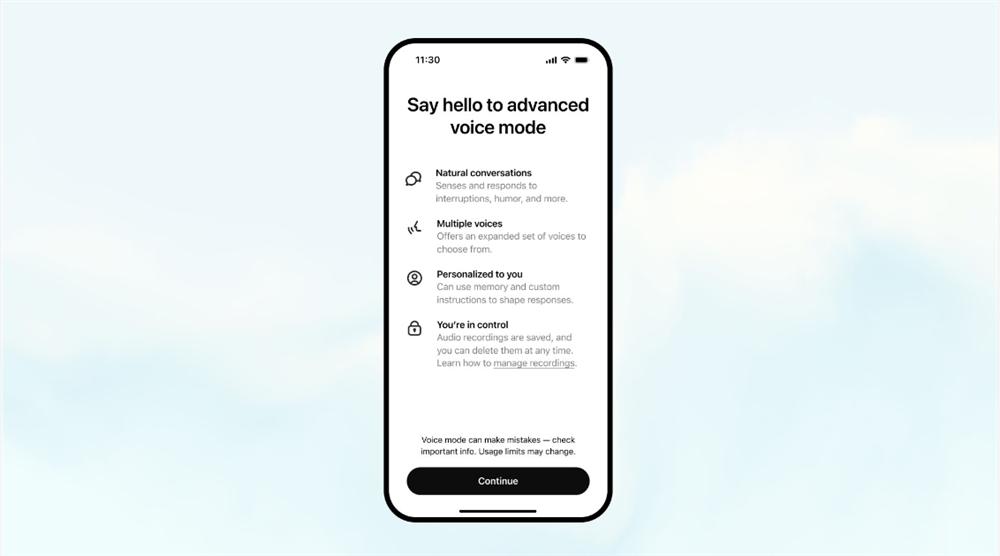 OpenAI推ChatGPT高级语音模式,新增五种声音风格、免费用户不可用 OpenAI推ChatGPT高级语音模式,新增五种声音风格、免费用户不可用