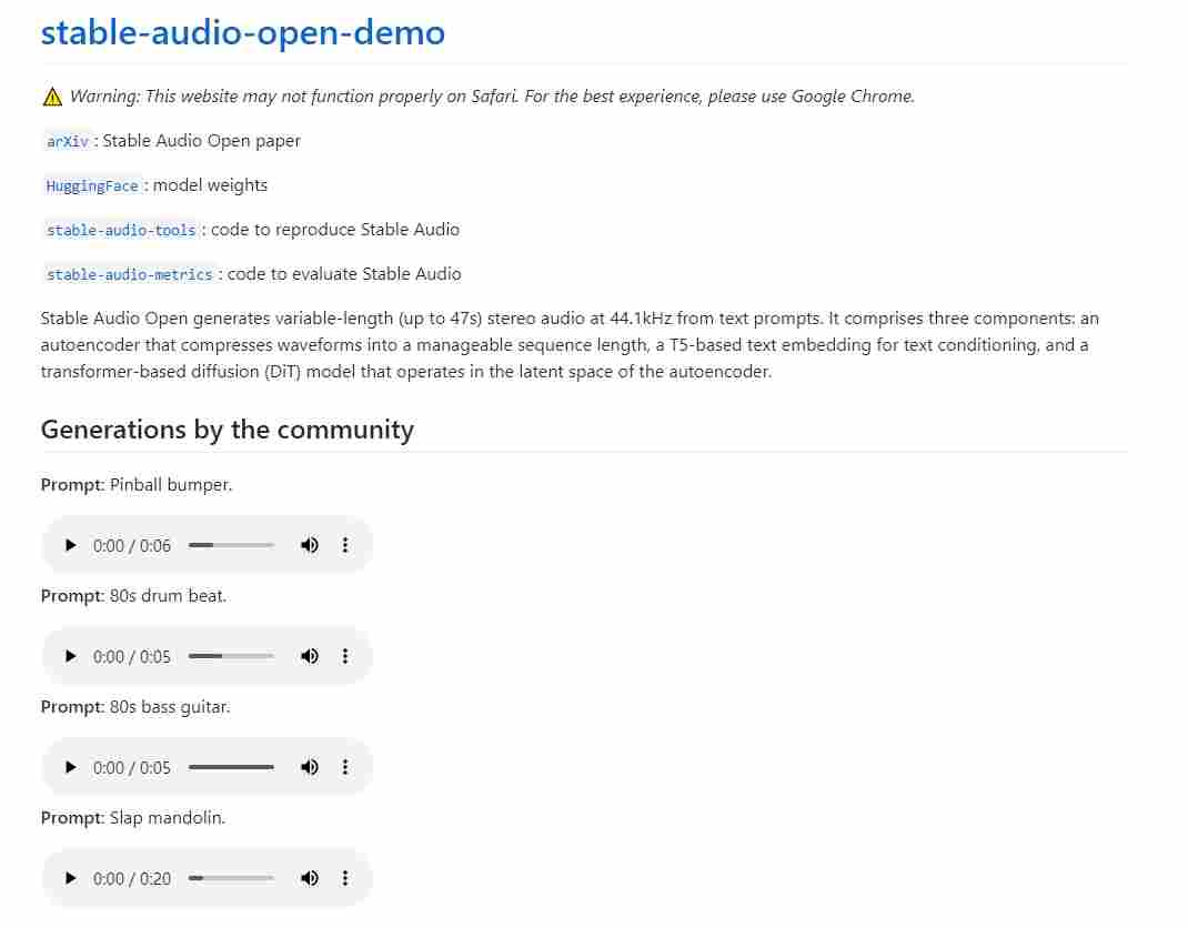 Stability AI开源音频生成模型Stable Audio Open，可生成47秒的立体声音频