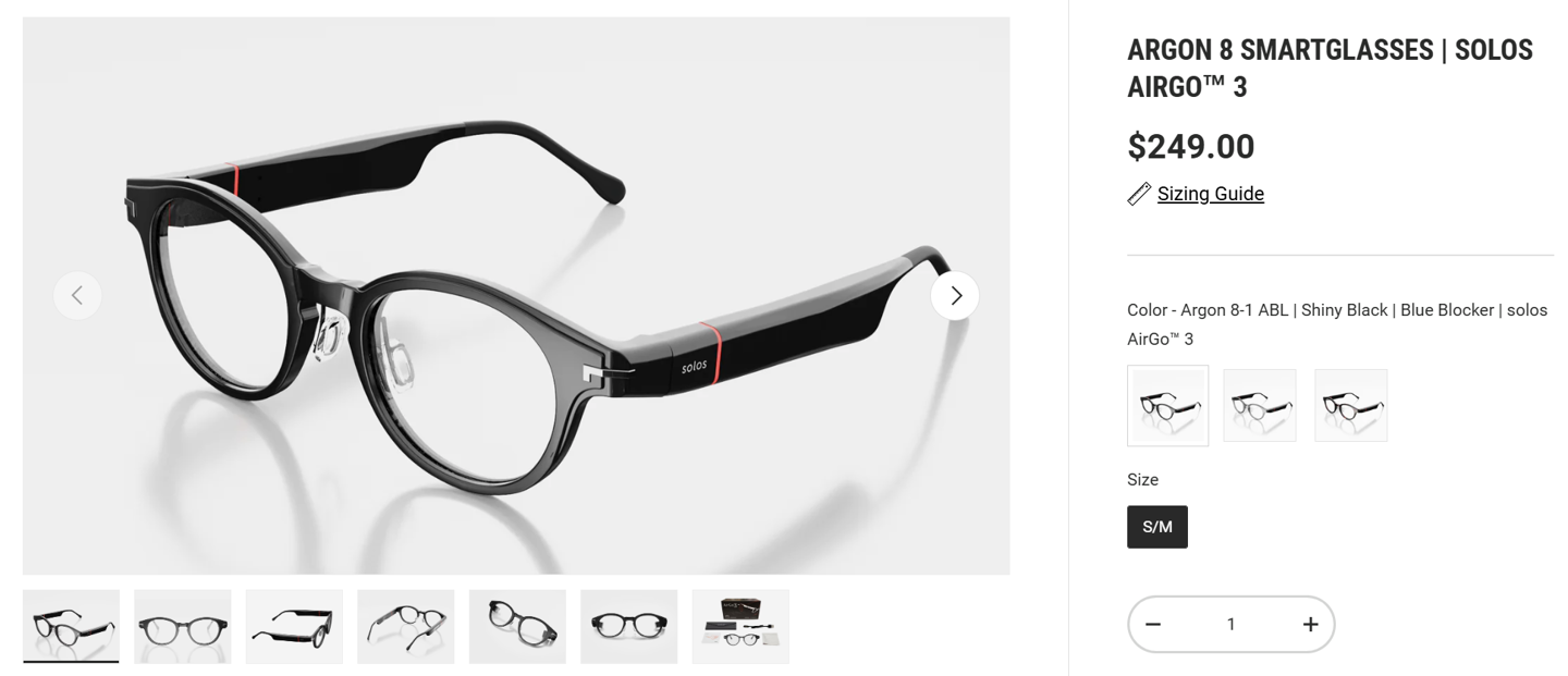 全球首款支持 GPT-4o 的智能眼镜 Solos AirGo Vision 发布：内置相机、模块化镜腿