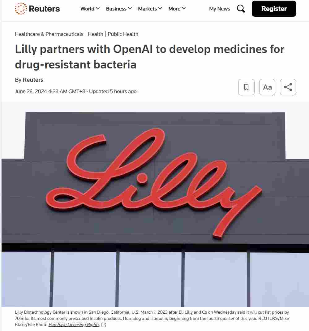 OpenAI 与美国制药巨头礼来达成合作，利用生成式 AI 开发新型抗菌药物