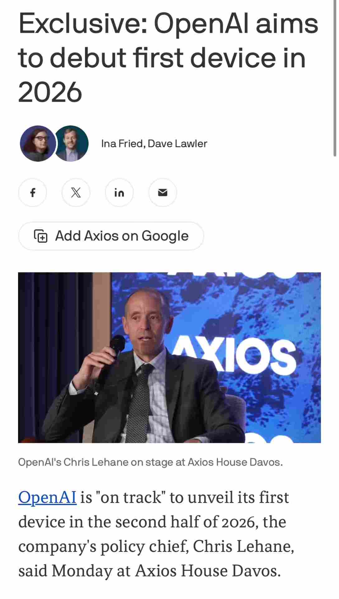 OpenAI 计划于今年下半年推出首款硬件设备 OpenAI 计划于今年下半年推出首款硬件设备