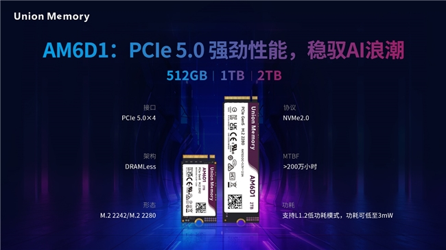 突破PCIe 5.0能效边界：忆联AM6D1以DRAMLess架构重塑性能与成本平衡